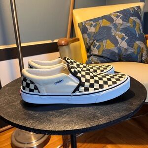 Men’s Black and White Checkered Vans Slip On